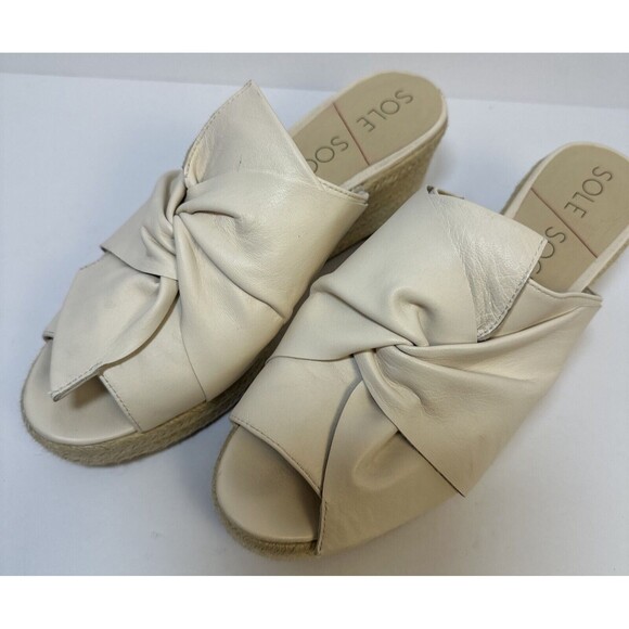 Sole Society Espadrille Beige Bow Wedges Size 8.5 - Picture 1 of 8